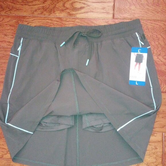 Ella Sport Women's Size Large Olive Built in Shorts Elastic Waist Skort NWT - Picture 2 of 4
